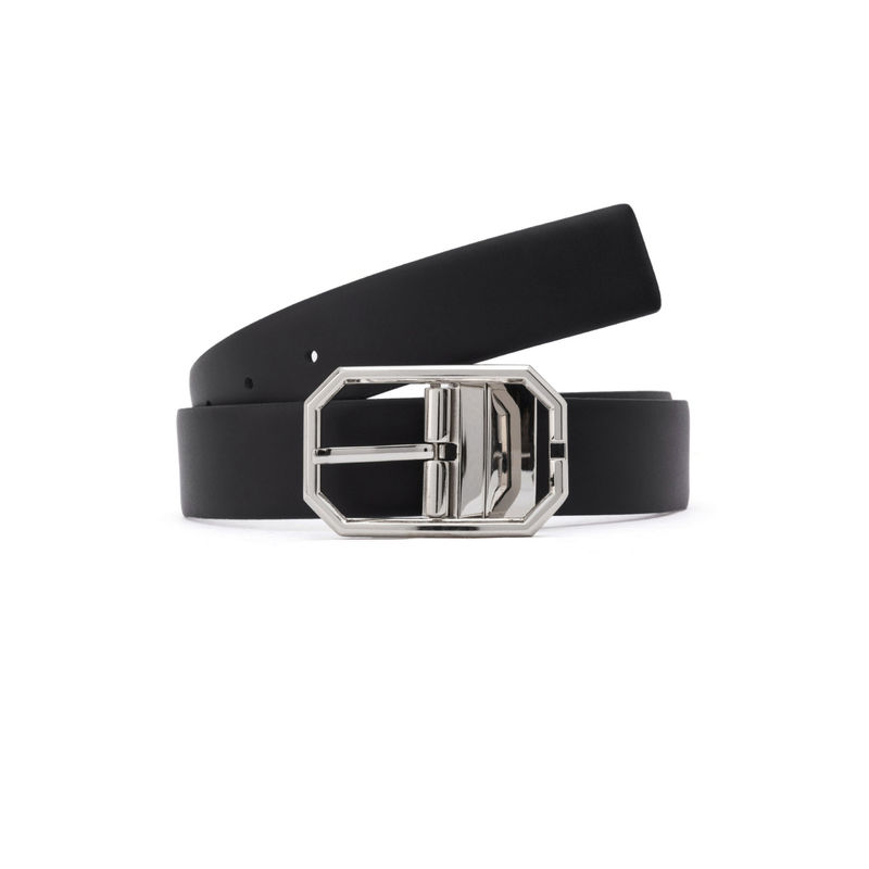 Rare Rabbit Lionor Primary Black Leather Reversible Belts (30)