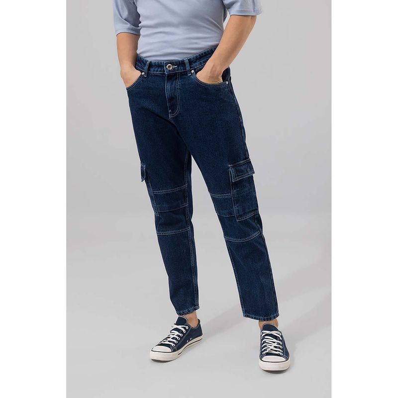 Snitch Mens Buzzer Blue Cargo Jeans (34)