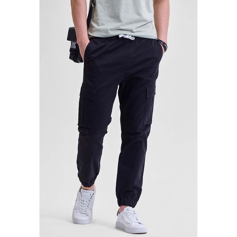 Snitch Mens Black Slim Fit Cargo Pant (32)