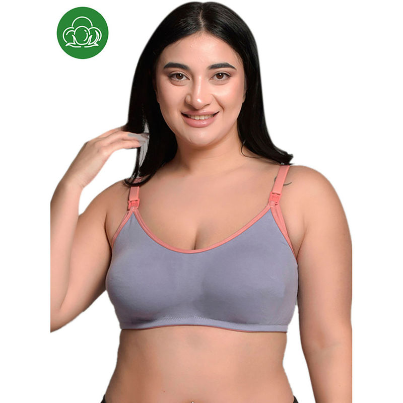 Inner Sense Plus Size Lavender Organic Cotton Bamboo Non Padded Nursing Bra (S)