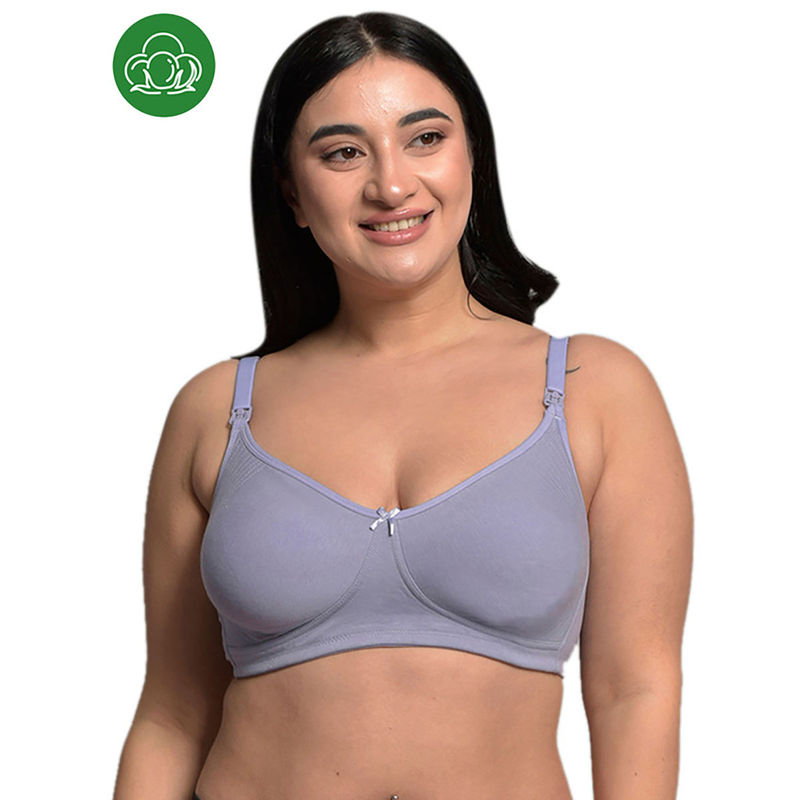 Inner Sense Plus Size Lavender Organic Cotton Bamboo Non Padded Feeding Bra (38D)