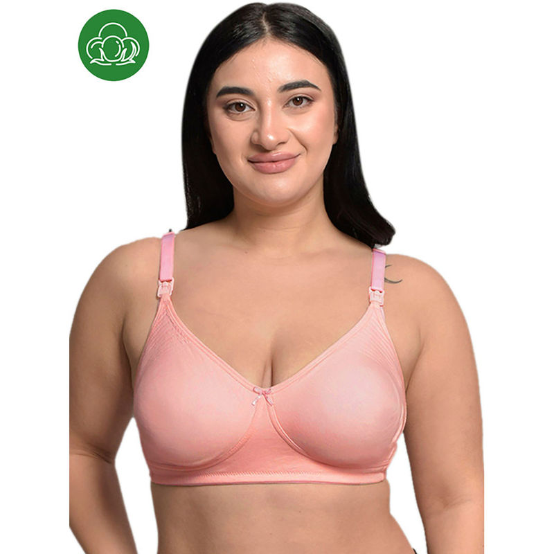Inner Sense Plus Size Pink Organic Cotton Bamboo Non Padded Feeding Bra (36D)