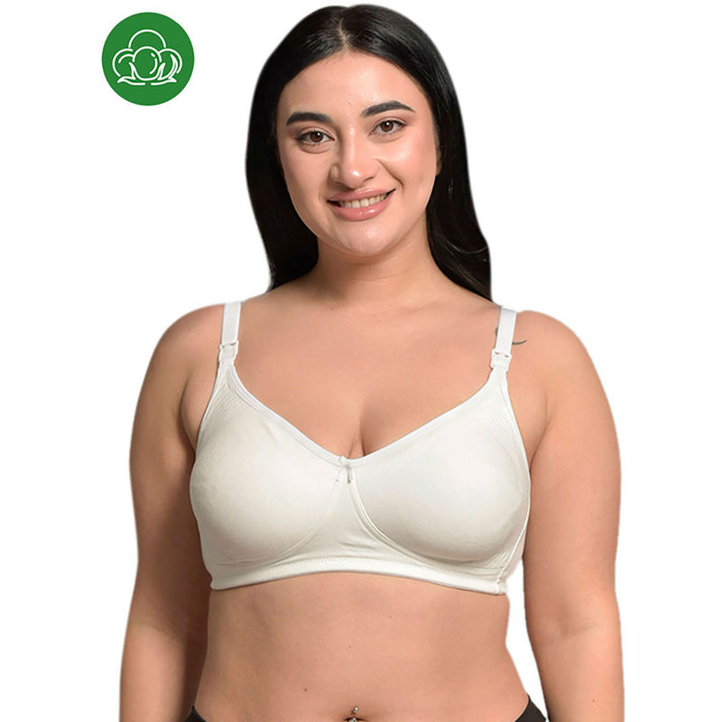 Inner Sense Plus Size White Organic Cotton Bamboo Non Padded Feeding Bra (42C)