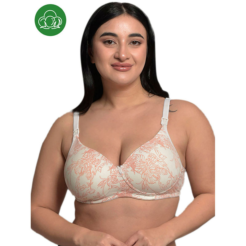 Inner Sense Plus Size Carrot Print Organic Cotton Bamboo Padded Feeding Bra (40B)