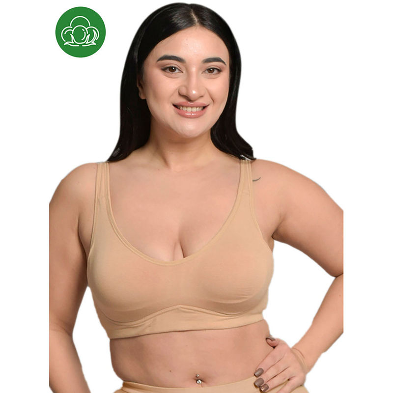 Inner Sense Plus Size Skin Organic Cotton Bamboo Non Padded Minimizer Bra (2XL)