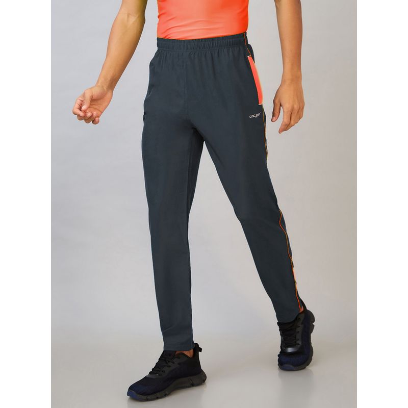LYCOT Men Zip Pockets and Elastic Sports Charcoal Trackpant (L)