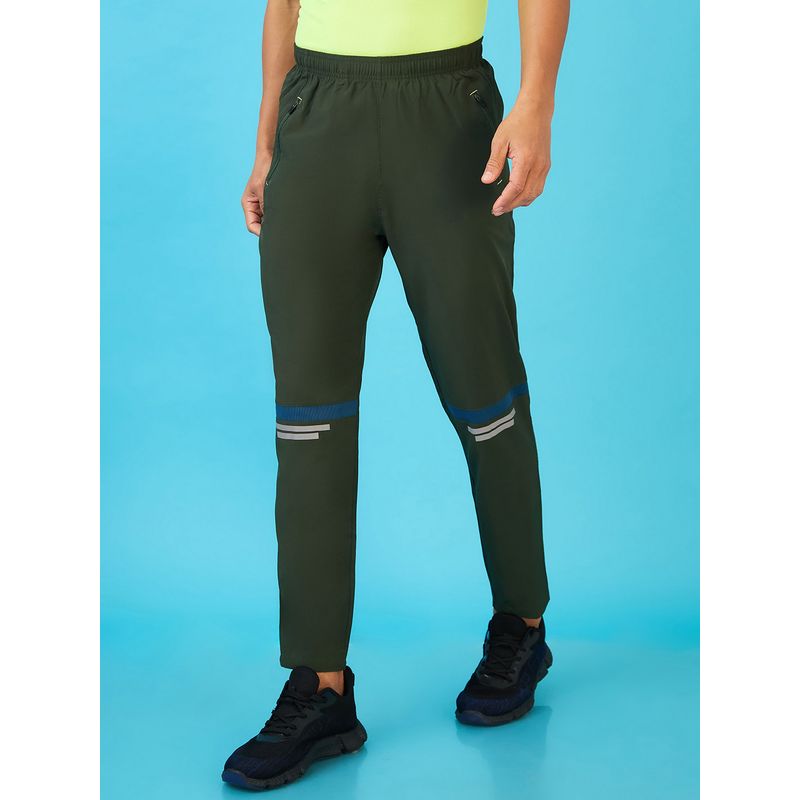 LYCOT Men Zip Pockets and Elastic Gym Olive Trackpant (L)