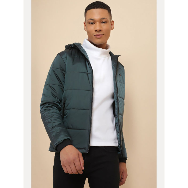 Allen Solly Men Green Solid Full Sleeves Casual Jacket (S)