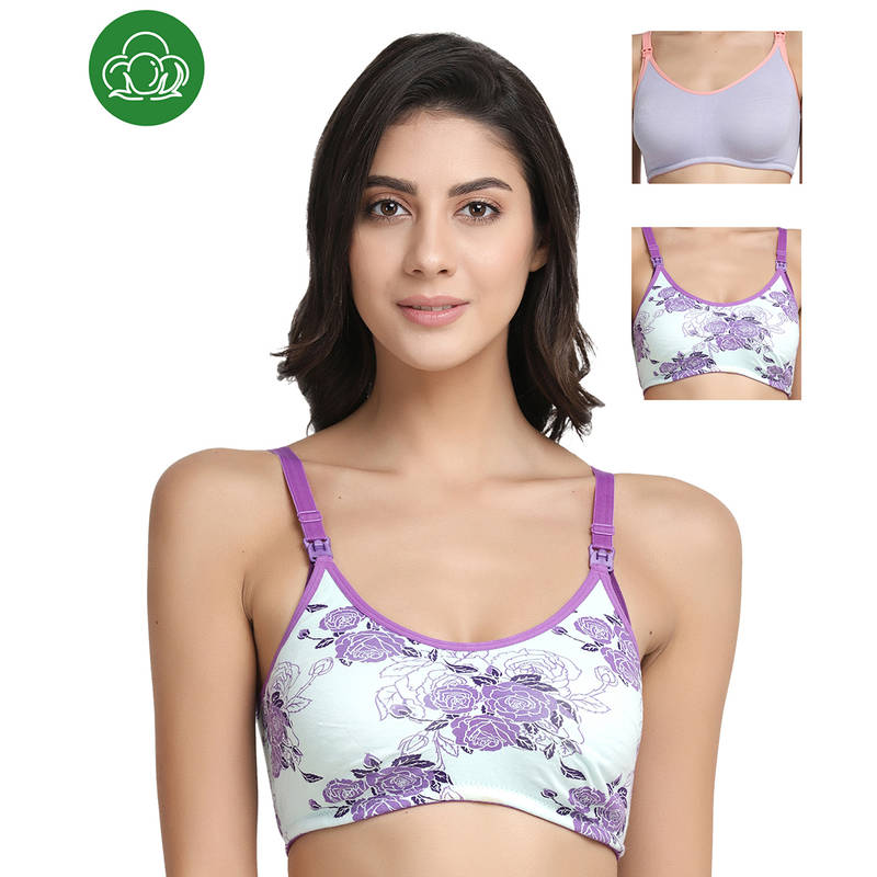 Inner Sense Organic Antimicrobial Soft Nursing Bra Pack of 3 - Multi-Color (32B)