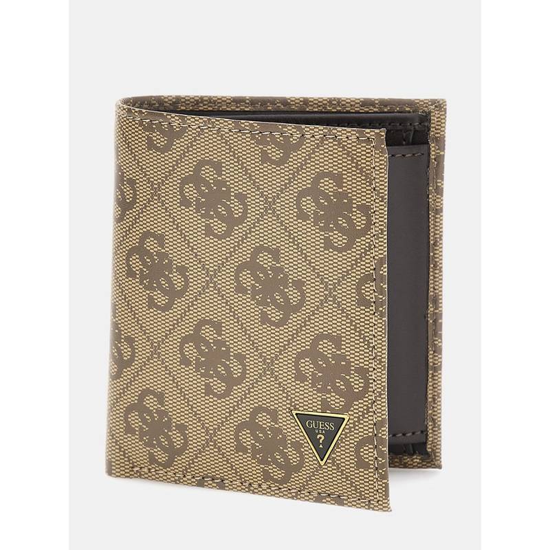 Guess Fashion Guess Mito Beige Printed Bi-Fold Wallet