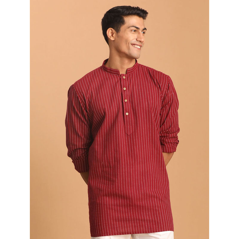 Vastramay Mens Maroon Cotton Short Kurta (XS)