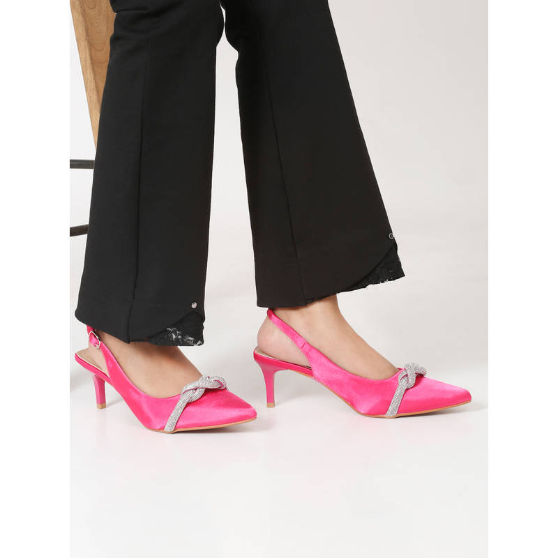 Flat n Heels Women Casual Sandal Heels Fushcia Pink (EURO 36)