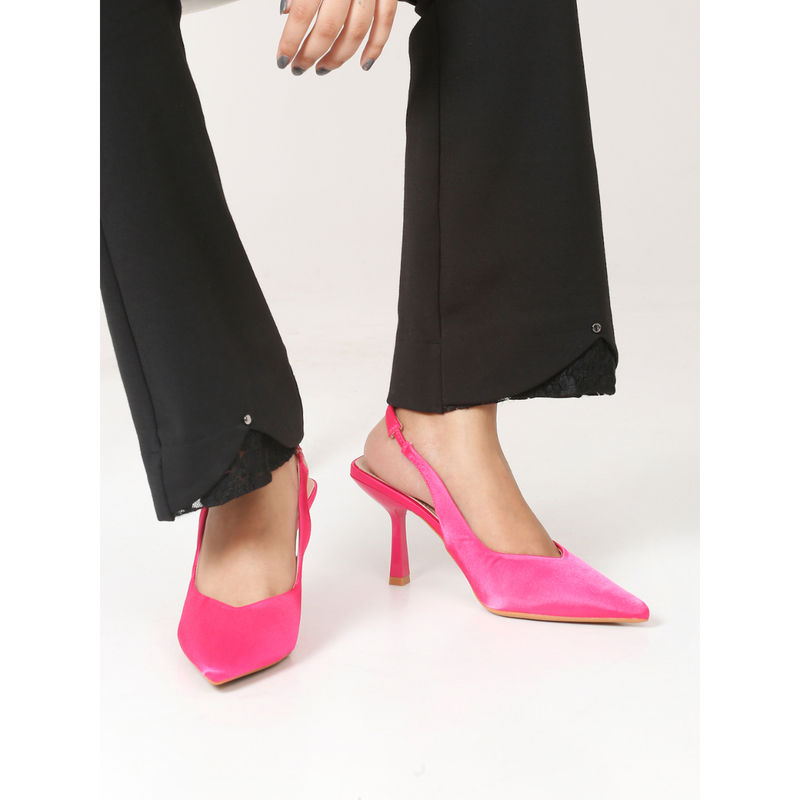 Flat n Heels Women Casual Sandal Heels Fushcia Pink (EURO 36)