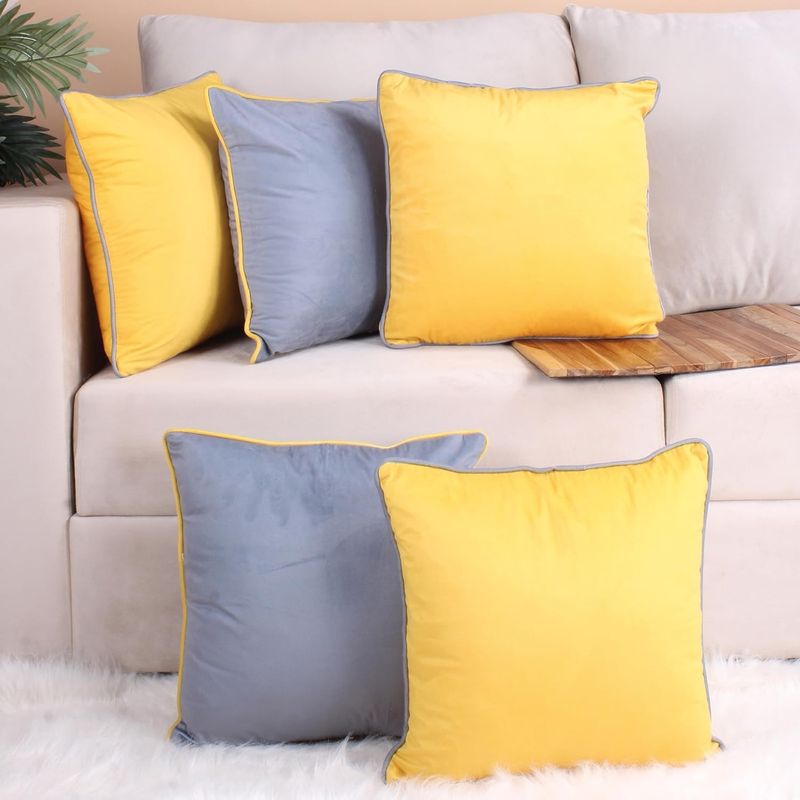 STITCHNEST Velvet Cushion Covers with Piping Set of 5 Both Sided Plain Buy STITCHNEST Velvet