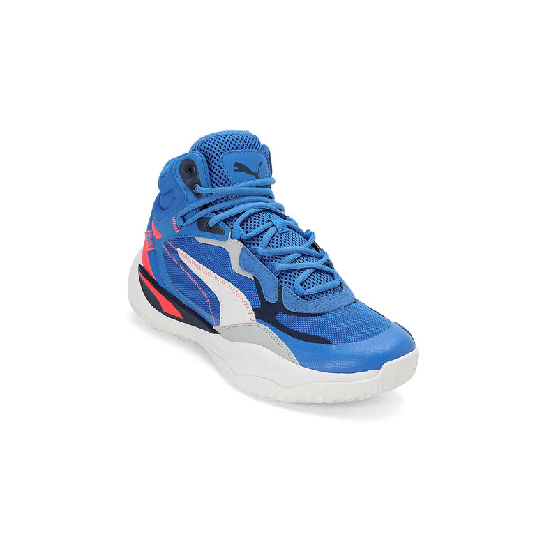 Puma Playmaker Pro Mid Unisex Blue Basketball Shoes (UK 7)