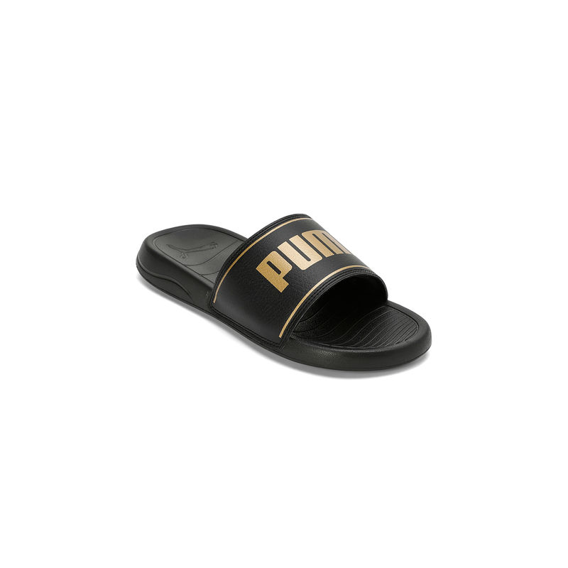 Buy Puma Slide Max Unisex Black Gold Sliders Online