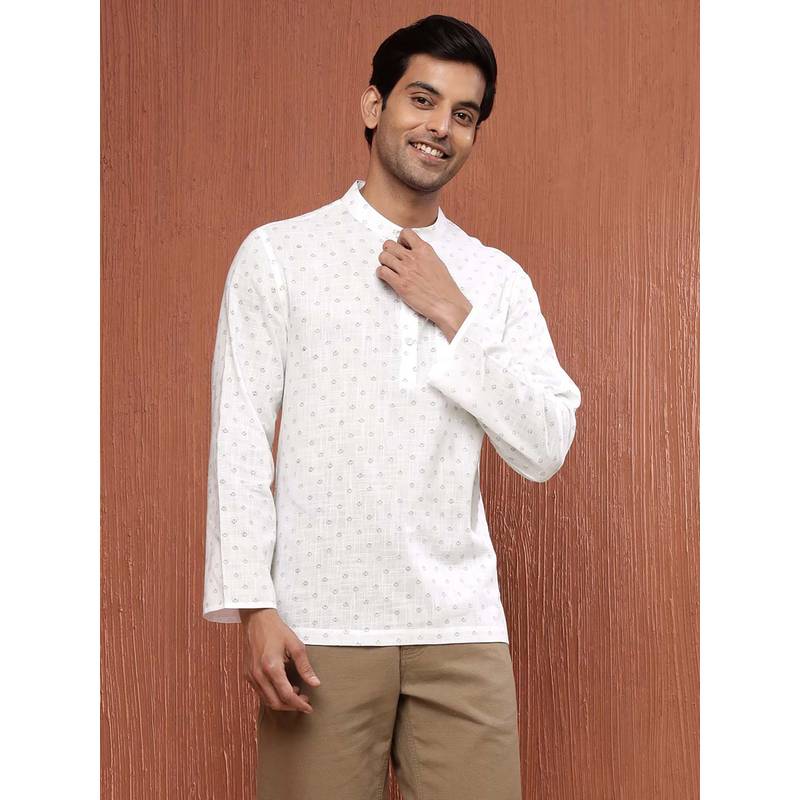 Fabindia White Cotton Mid Placket Shirt (S)