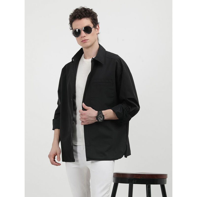 Calvin Klein Men Black Nylon Solid Casual Shirt (S)