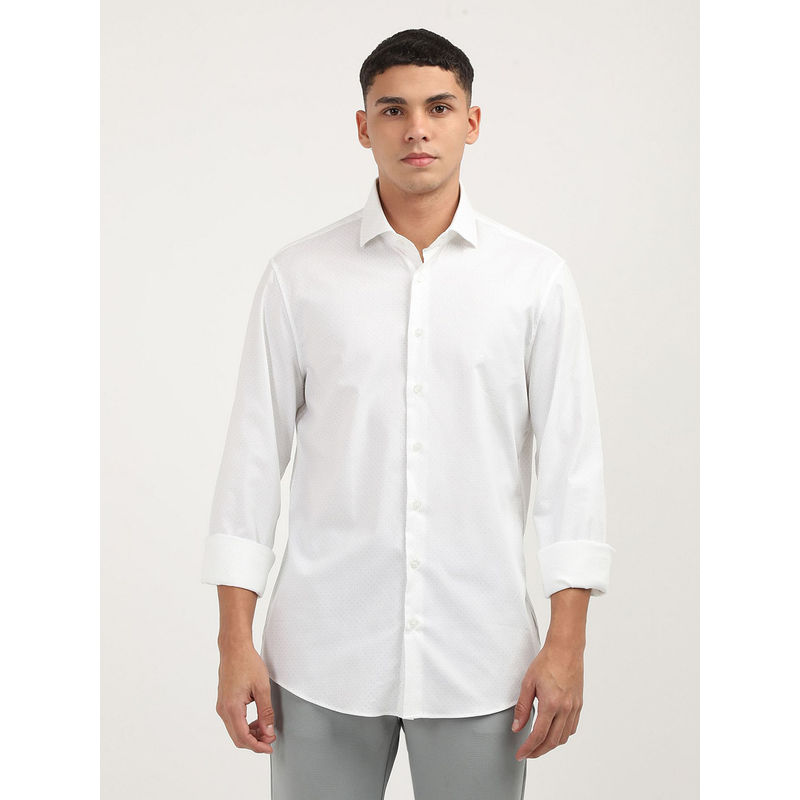 Calvin Klein Men White Cotton Printed Casual Shirt (39)