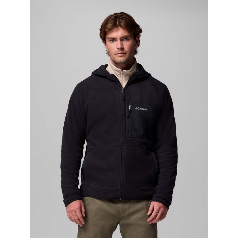 Columbia Black Fast Trek Overlay Fleece Jacket (L)