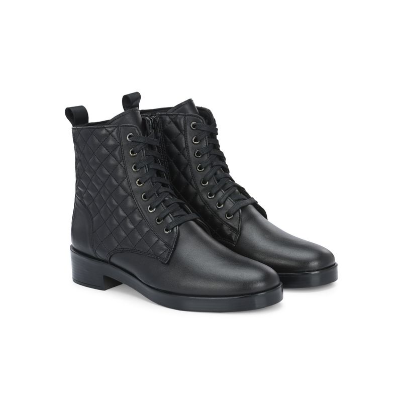 Delize Womens Solid Black Western Ankle Casual Derby Textured Boots (UK 4)