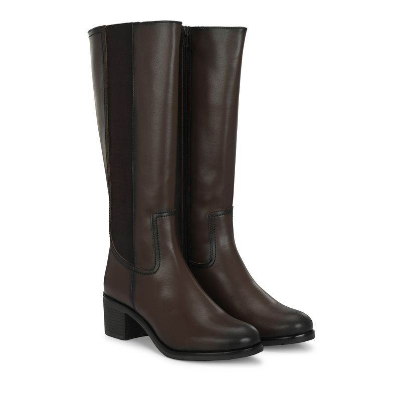Delize Womens Solid Brown Knee Boots (UK 3)
