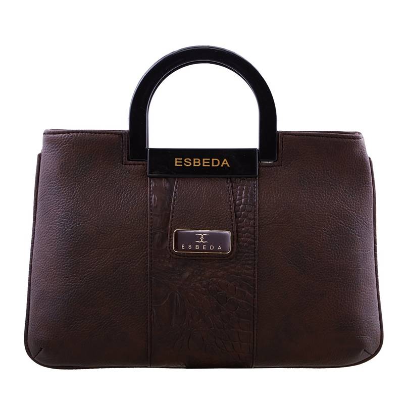 Esbeda Dark Brown Color Dry Milk Croco Texture Medium Handbag For Women
