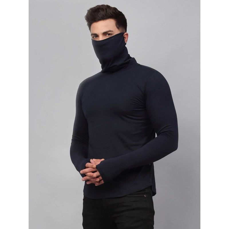 RIGO Men Navy Ninja Mask Cotton Full Sleeve T-Shirt (S)