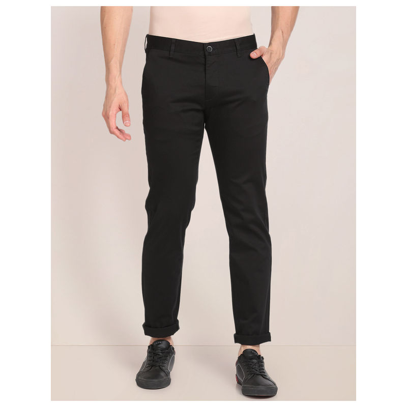 U.S. POLO ASSN. Black Denver Slim Fit Cotton Stretch Solid Signature Chinos (38)