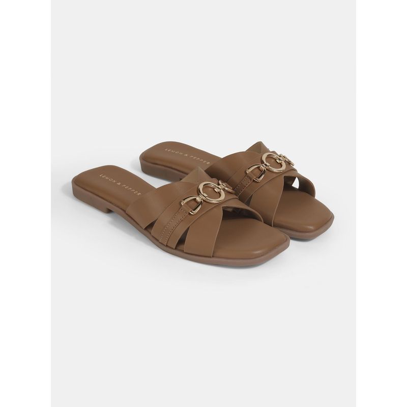 Lemon & Pepper Women Tan Flats (EURO 36)