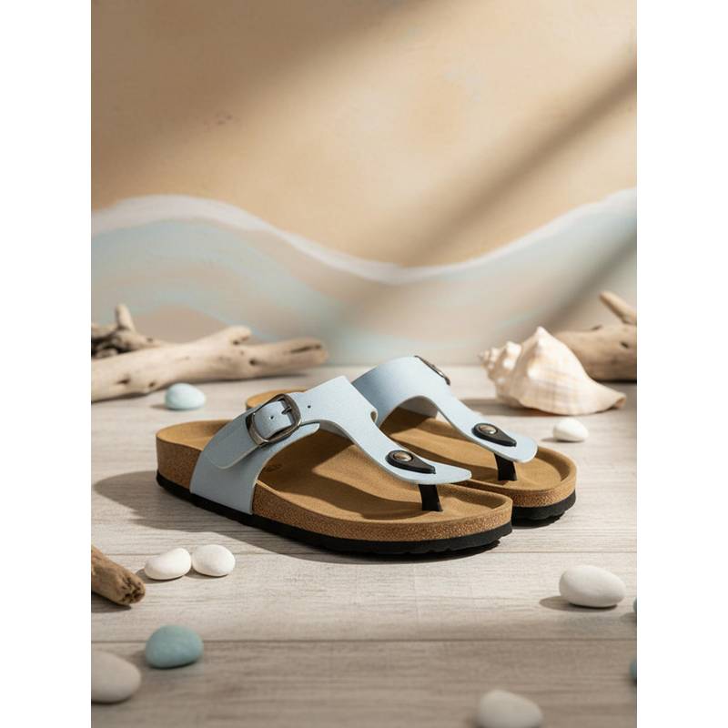 EZOK Blue Synthetic Slip On With Buckle Sandals (EURO 37)