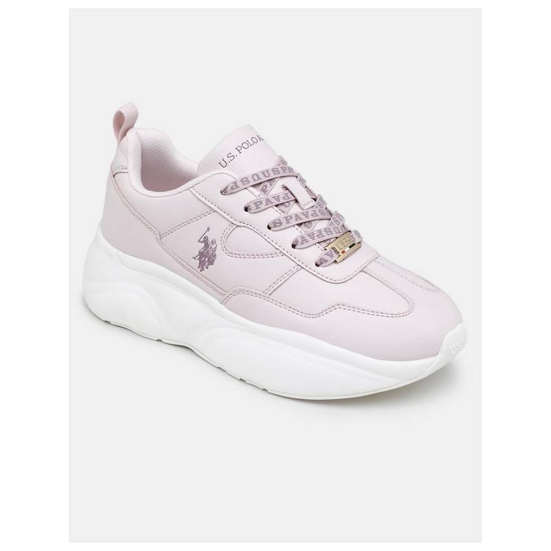 U.S. POLO ASSN. Women Evienne Solid Round Toe Sneakers with Monogram Lace (UK 4)