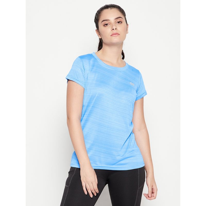 Clovia Comfort-Fit Active T-Shirt in Sky Blue (S)