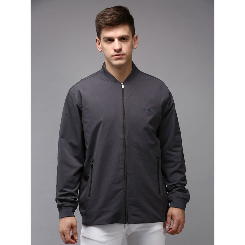 SHOWOFF Men Solid Grey High Neck Padded Jacket (M)