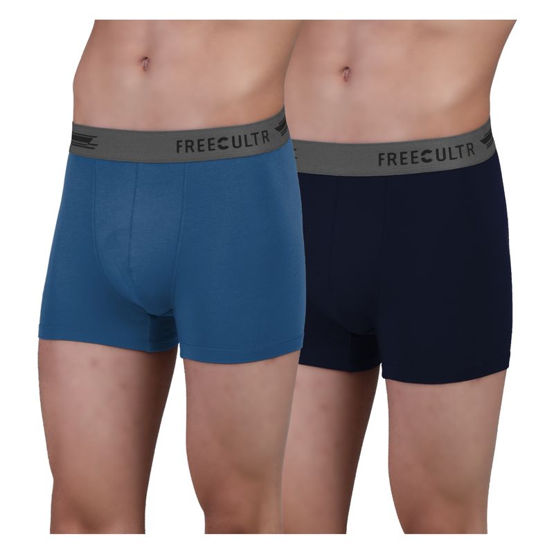FREECULTR Men's Anti-Microbial Air-Soft Micromodal Underwear Trunk, Pack of 2 - Multi-Color (XXL)