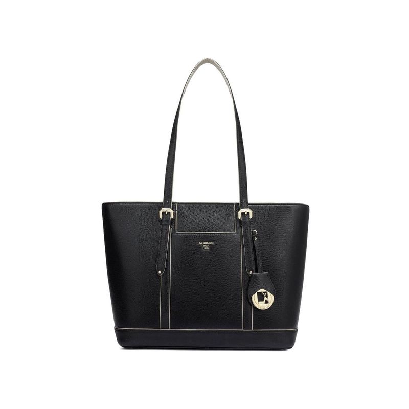 Buy Da Milano Black Solid Handbag Online