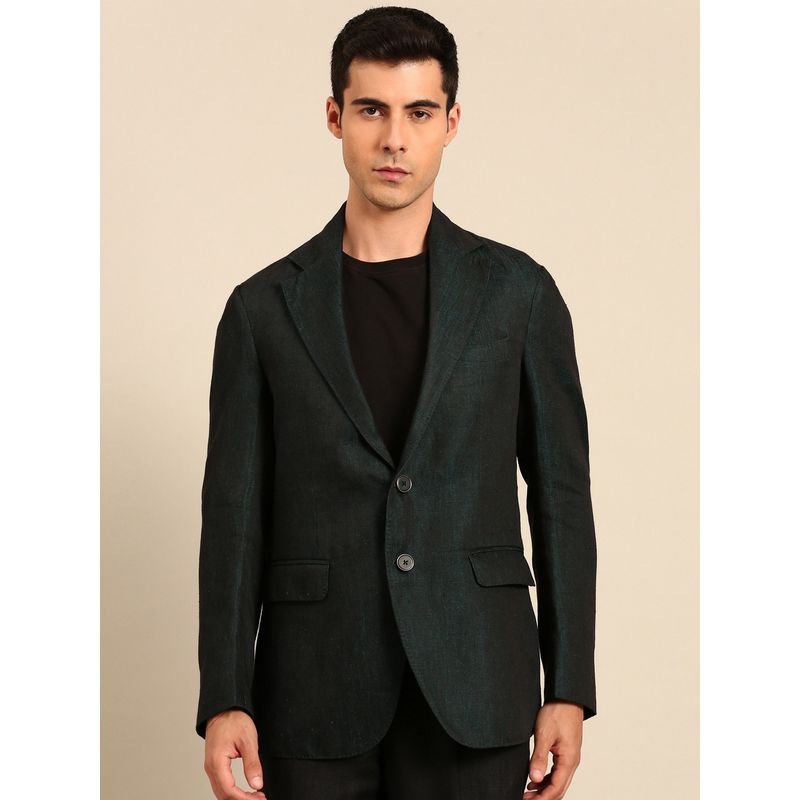 MAYANK MODI Blue Cotton Linen Blazer (S)