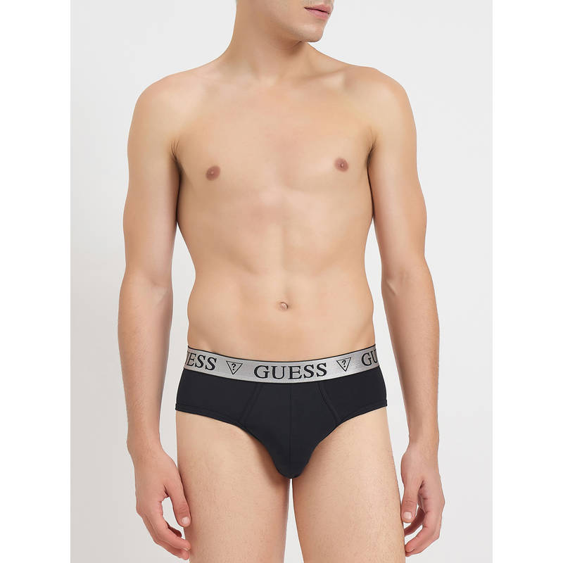 Guess Black Cotton Solid Men Brief (Pack of 3) (XL)
