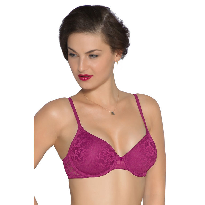 Amante Floral Romance Padded Wired T-Shirt Bra - Purple (38B)