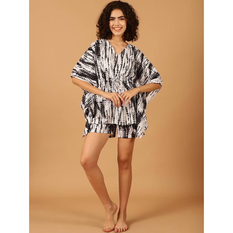 Blissence Black Tie and Dye Nightsuit (S )