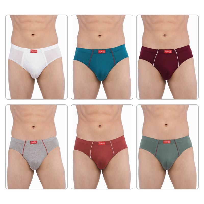 Frenchie Plus Mens Cotton Briefs Assorted Colours (S) (Set Of 6)