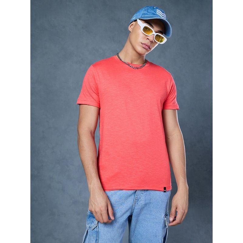 Bewakoof Air 1.0 Men's Coral Pink T-shirt (S)