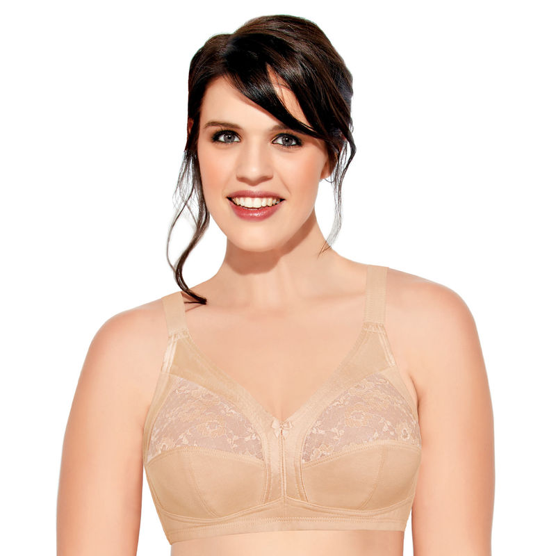 Enamor A014 M-Frame Contouring Full Support Bra - Supima Cotton Non-Padded Wirefree - Skin - A014