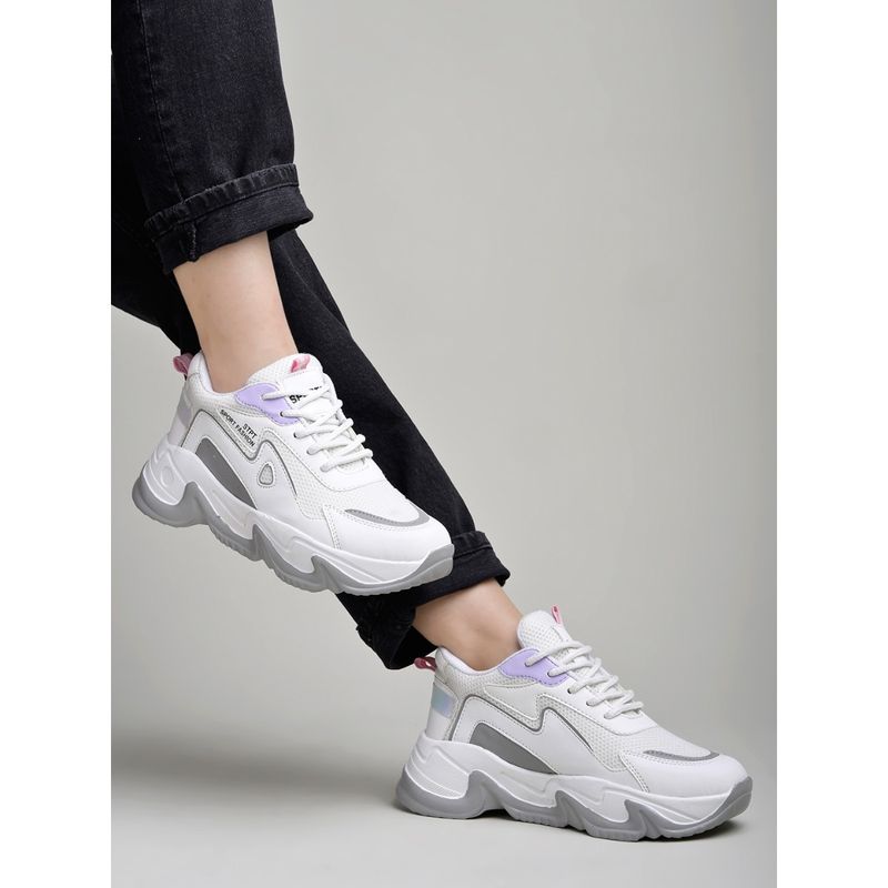 Shoetopia Daily Wear White Casual Sneakers for Women (EURO 40)