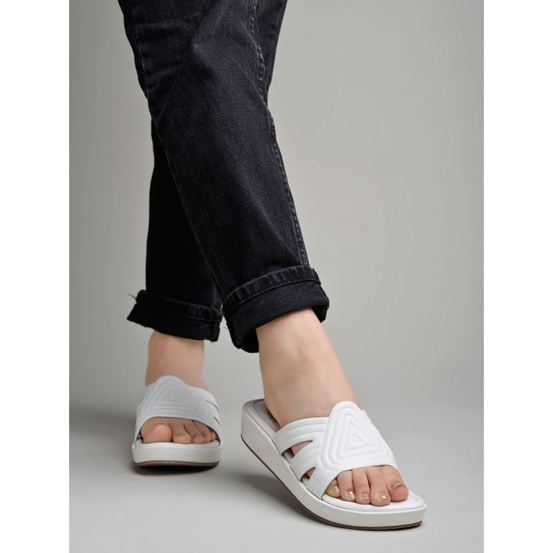 Shoetopia Vintage Vibe White Platform Sandals for Women (EURO 37)