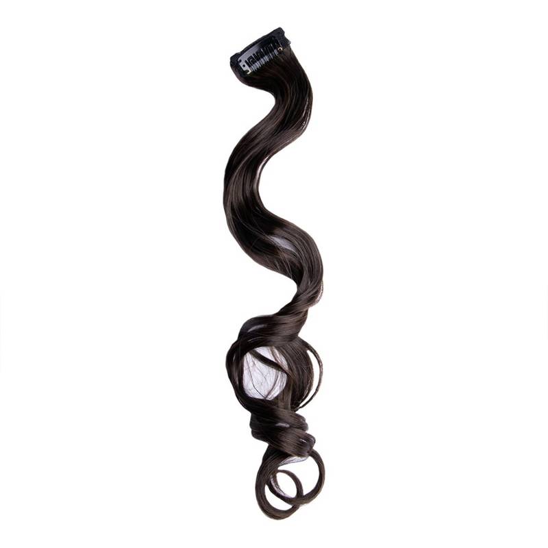 Stasia Street Curly Clip On Strands-Korean Fibre Hair Colour Styling - Coffee Brown