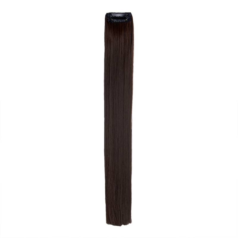 Stasia Street Straight Clip On Strands-Korean Fibre Hair Colour Styling - Coffee Brown