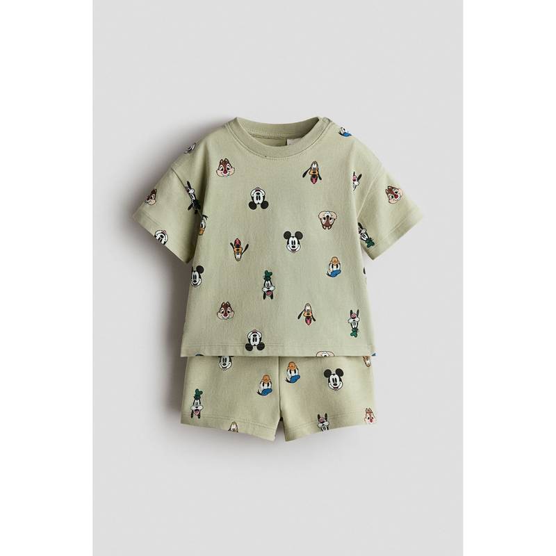 H&M Boys Green 2-Piece Printed T-Shirt and Shorts (4-6 Months)