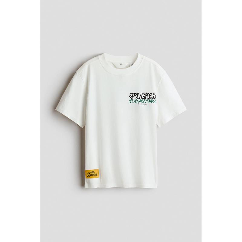 H&M Boys White Printed T-Shirt (8-10 Years)
