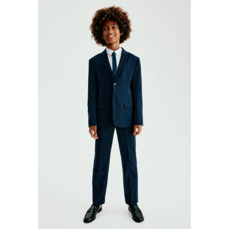 H&M Boys Blue Solid Jacket and Trouser (8-9 Years)